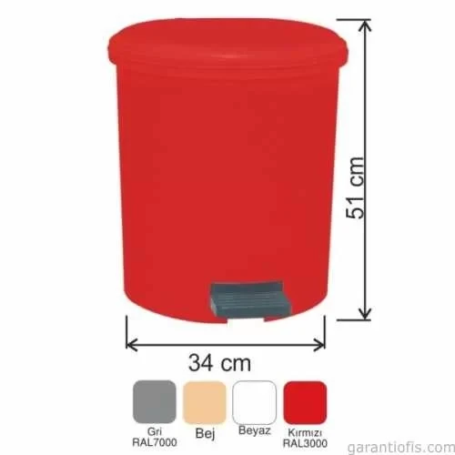 Garanti Metal 7139 Plastik İç Kovalı Yuvarlak Pedallı Çöp Kovası (40 Litre) ürün görseli 1