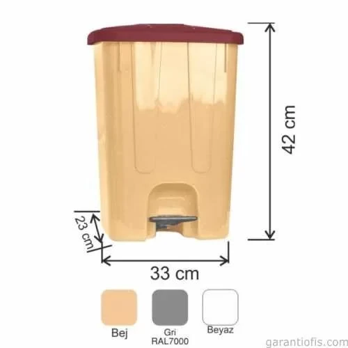 Garanti Metal 7141 Plastik İç Kovalı Köşeli Pedallı Çöp Kovası (25 Litre) ürün görseli 1