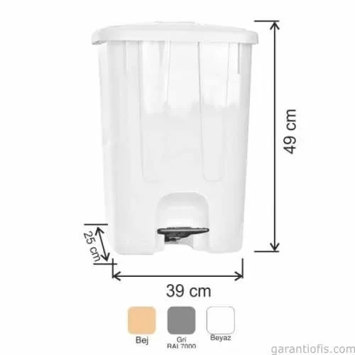 Garanti Metal 7142 Plastik İç Kovasız Köşeli Pedallı Çöp Kovası (40 Litre) ürün görseli 1