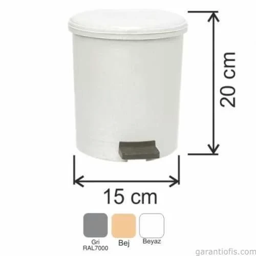 Garanti Metal 7135 Plastik İç Kovalı Yuvarlak Pedallı Çöp Kovası (3,5 Litre) ürün görseli 1