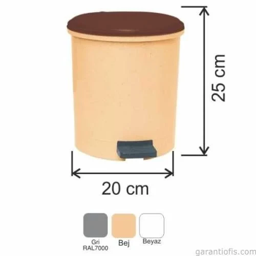 Garanti Metal 7136 Plastik İç Kovalı Yuvarlak Pedallı Çöp Kovası (10 Litre) ürün görseli 1