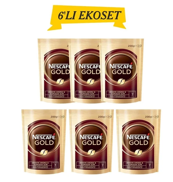 Nescafe Gold 6 Lı Avantajlı Paket (200Gr x 6) ürün görseli 1