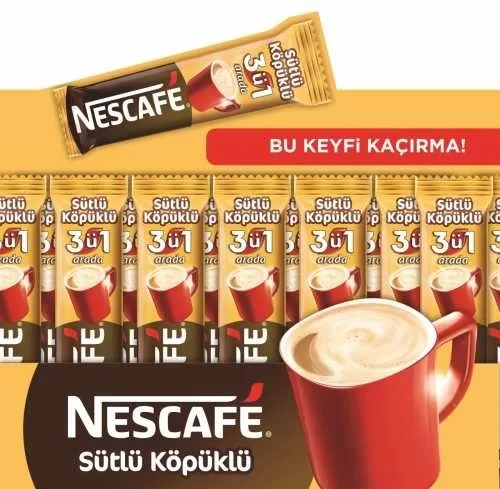 Nescafe 3 ü 1 Arada Sütlü Köpüklü Kahve (72 li Kutu) ürün görseli 1