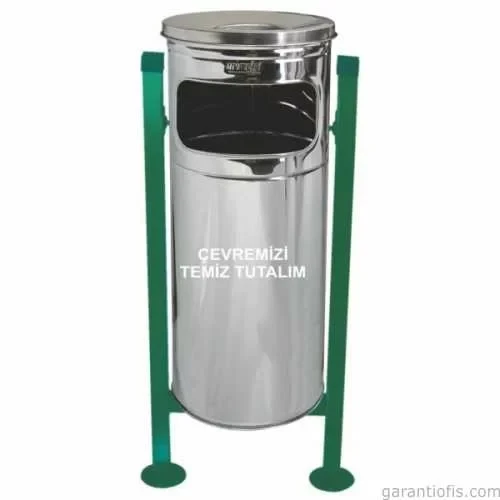 Garanti Metal 1713 Paslanmaz Kovalı Bahçe Tipi Çöp Kovası (34 Litre) ürün görseli 1