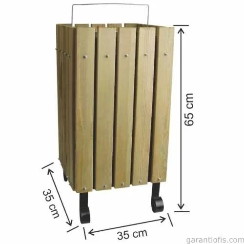 Garanti Metal 2100 Ahşap Kare Bahçe Tipi Çöp Kovası (45 Litre) ürün görseli 1