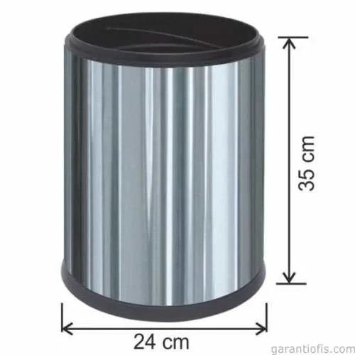 Garanti Metal 1417  Ofis Tipi Paslanmaz Krom Çöp Kovası (12 Litre) ürün görseli 1