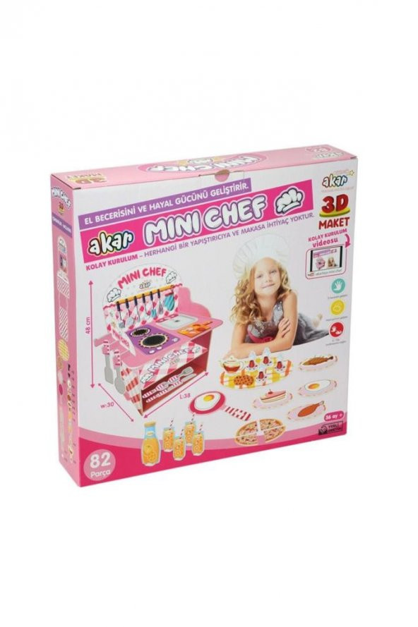 Akar  3d Maket Puzzle Mini Şef Mutfak Oyuncak 82 Parça ürün görseli 1