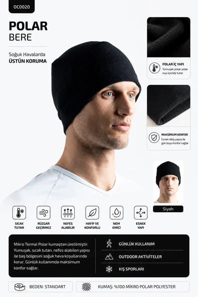 Oil Company Siyah Polar Bere Basic Unisex ürün görseli 1