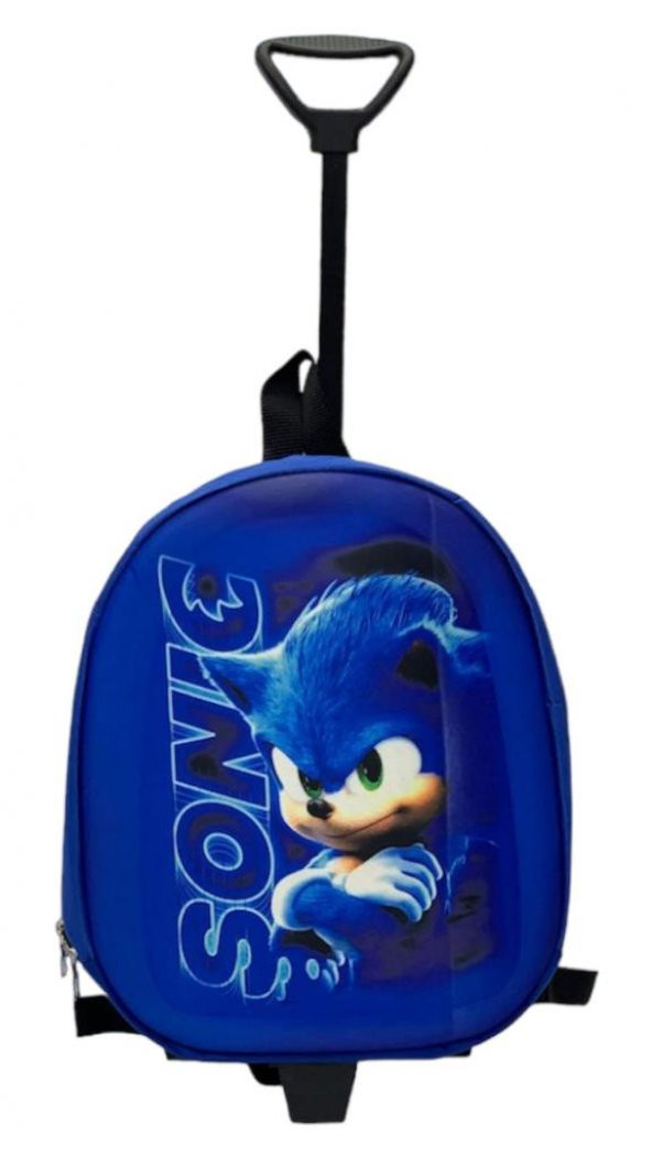 SONIC Anaokulu Kreş Çocuk Valiz Sırt Çantası Çekçekli SONIK KİRPİ TEKERLEKLİ ürün görseli 1