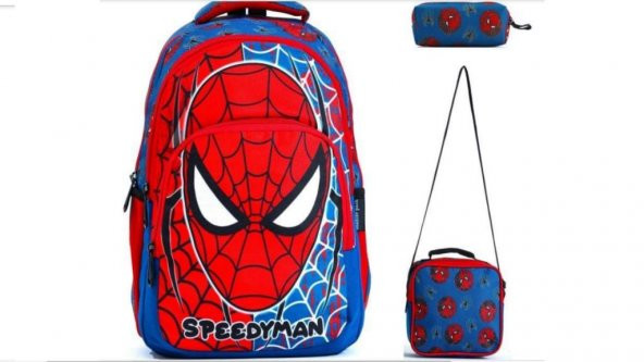 DZC KUZENLER AVM SPDERMAN  İLK OKUL ÇANTA DAYANIKLI ORTOPEDİK ÖĞRENCİ ÇOCUK SIRT ÇANTASI ÖRÜMCEK LACİ ürün görseli 1