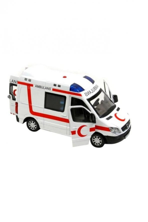 Diecast Metal 112 Ambulans Mercedes Sprinter Çek Bırak Işıklı Siren Sesli 14 Cm kapıları açılır ürün görseli 1