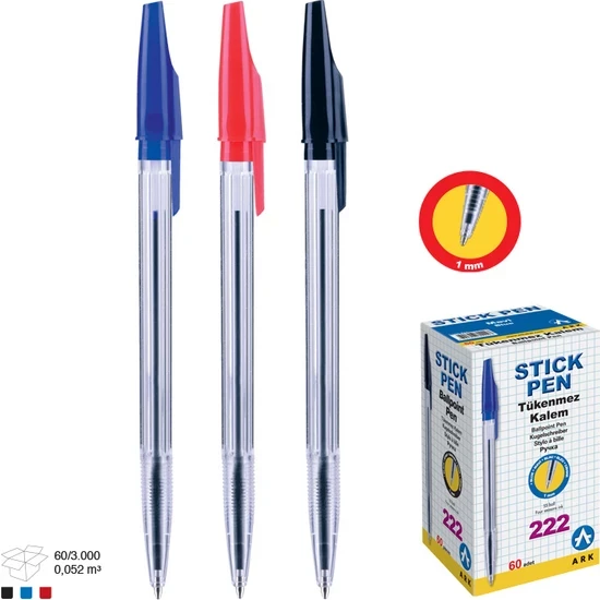 DZC KUZENLER AVM Ark Stıckpen 22225 Tükenmez Kalem 50'li MAVİ Ark ürün görseli 1