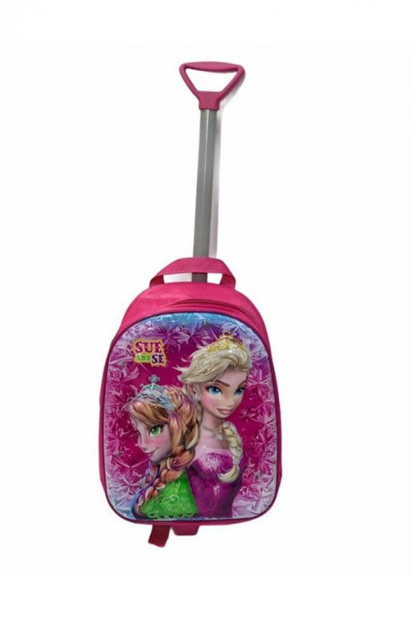 DZC KUZENLER AVM ÇEKÇEKLİ ANAOKUL İLKOKUL KREŞ FROZEN ELSA SIRT ÇANTA VALİZ ürün görseli 1