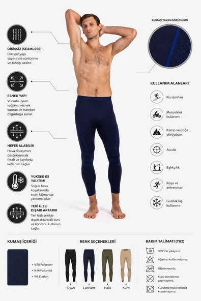 Oil Company Lacivert Unisex Termal İçlik Alt Seamless III. Seviye Pro ürün görseli 1