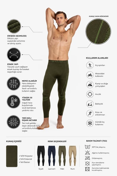 Oil Company Haki Unisex Termal İçlik Alt Seamless III. Seviye Pro ürün görseli 1