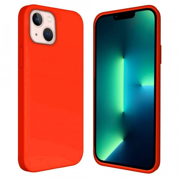 Apple iPhone 15 Plus 6.7'' İçi Kadife Silikon Kılıf Turuncu ürün görseli 1