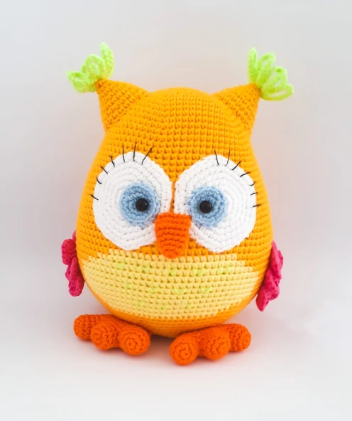 Renkli Baykuş Amigurumi Organik Oyuncak ürün görseli 1