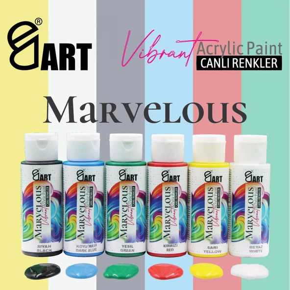 E&D Art Marvelous 6x60ml Akrilik Boya Canlı Renkler Set / ed.55266 ürün görseli 1