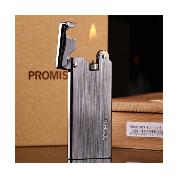 Çelik Depolu Promise Slim Çakmak Gümüş Grisi ürün görseli 1