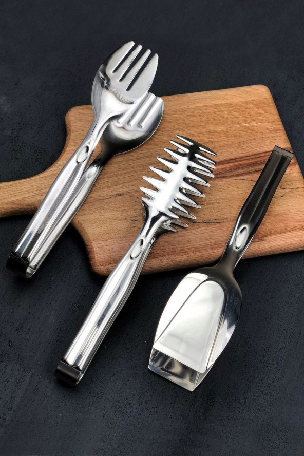 Paslanmaz Çelik Maşa Set 3 Parça 24cm ürün görseli 1