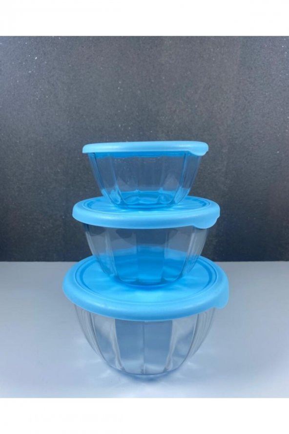 3lü Kapaklı Cam Saklama Kabı Rosita ürün görseli 1