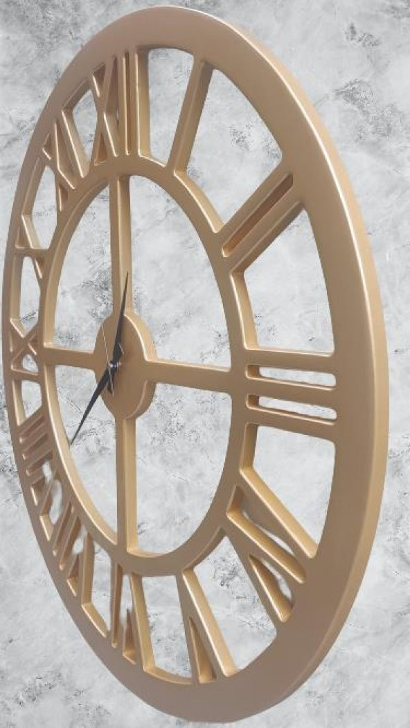Hobi ADN 90272 Dekoratif Duvar Saat Ahşap MDF CNC Kesim Parlak Gold Renk El Yapım ürün görseli 1
