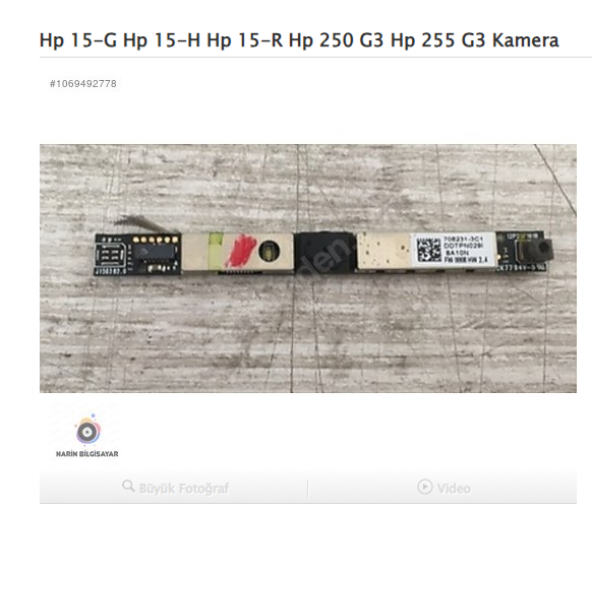 Hp 15-G Hp 15-H Hp 15-R Hp 250 G3 Hp 255 G3 Kamera ürün görseli 1