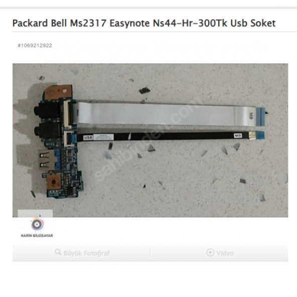 Packard Bell Ms2317 Easynote Ns44-Hr-300Tk Usb Soket ürün görseli 1