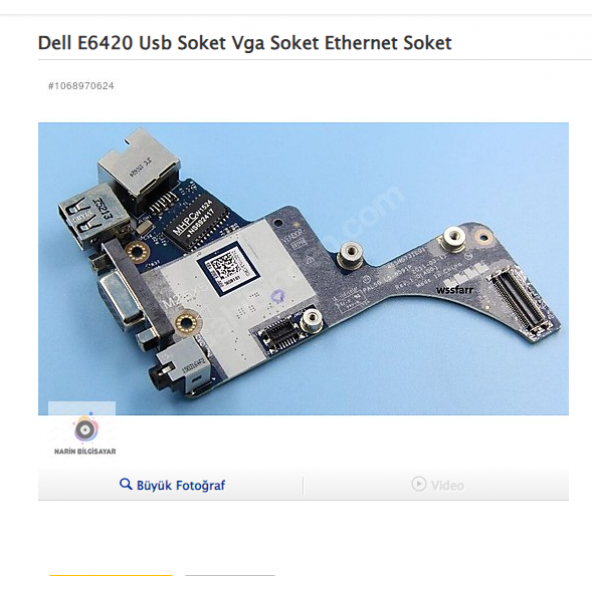 Dell E6420 Usb Soket Vga Soket Ethernet Soket ürün görseli 1
