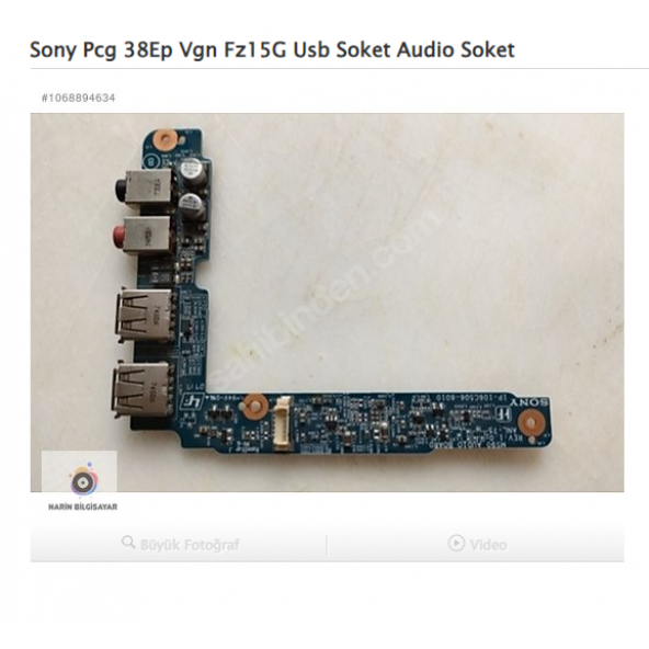 Sony Pcg 38Ep Vgn Fz15G Usb Soket Audio Soket ürün görseli 1