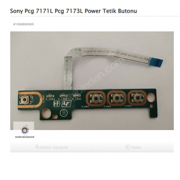 Sony Pcg 7171L Pcg 7173L Power Tetik Butonu ürün görseli 1