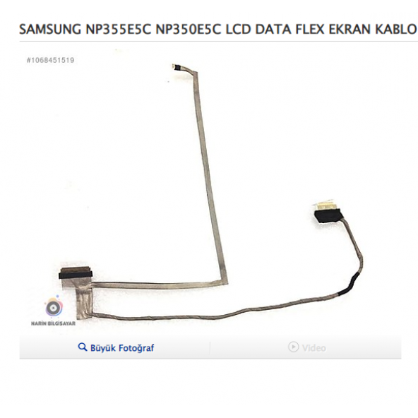 SAMSUNG NP355E5C NP350E5C LCD DATA FLEX EKRAN KABLO DC02001K800 ürün görseli 1