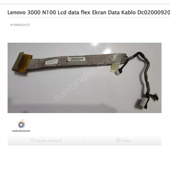 Lenovo 3000 N100 Lcd data flex Ekran Data Kablo Dc020009200 ürün görseli 1