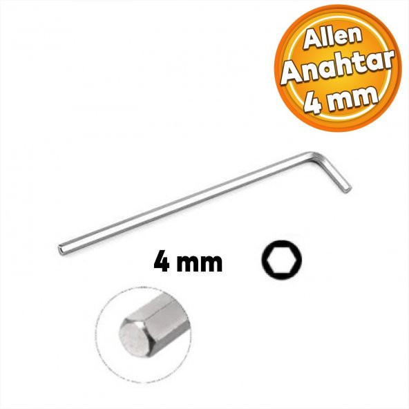 Eltos Allen Alyan Anahtar 4 mm Altıgen Vida Somun Sıkma Sökme ECA004 ürün görseli 1