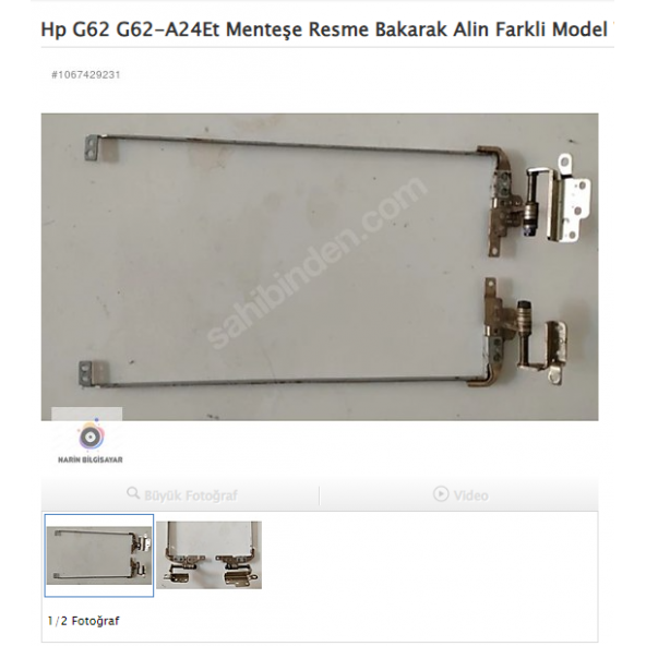 Hp G62 G62-A24Et Menteşe Resme Bakarak Alin Farkli Model Var ürün görseli 1