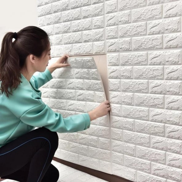 Renkli Duvarlar Kendinden Yapışkanlı Esnek Köpük Duvar Kağıdı Paneli 3D Boyutlu Tuğla Desen 70x54 cm ürün görseli 1