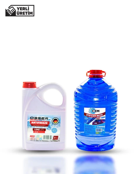CEM CAR CARE Kışlık Set ( Cam Suyu 5 Lt Antifrizli -20 Derece+Kırmızı Antifriz 3 Lt -42 De ürün görseli 1