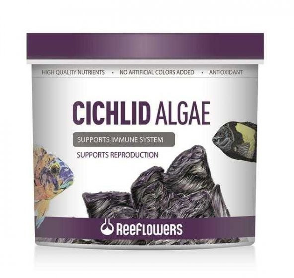Reeflowers Cichlid Algae 100 gr (Açık) Balık Yemi Kilitli Poşette gönderilir   Skt : 09/2027 ürün görseli 1