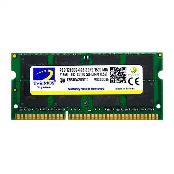 TwinMos MDD34GB1600N 4 GB DDR3 1600 MHz CL11 Notebook Ram ürün görseli 1