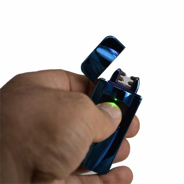 Sensörlü Alevsiz USB Şarjlı Tesla Çakmak Lacivert - Resim 6