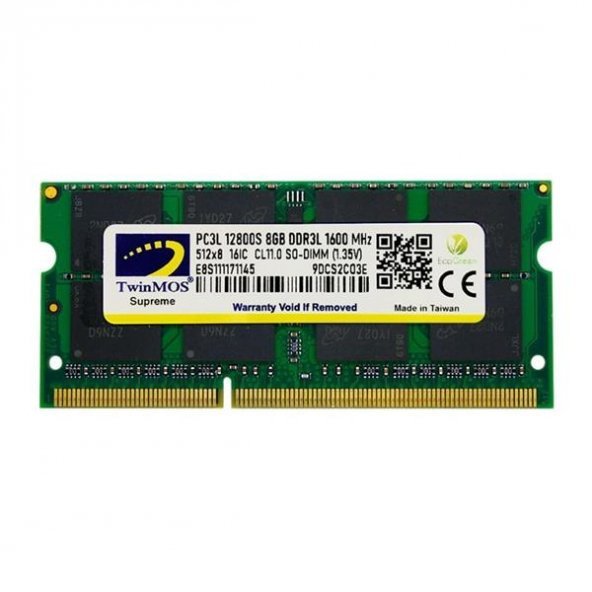TwinMos MDD3L8GB1600N 8 GB DDR3 1600 MHz CL11 Notebook Ram ürün görseli 1