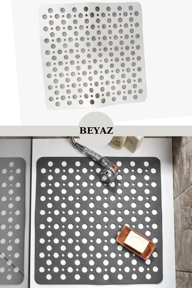 Kare Vantuzlu Banyo ve Duş Kaydırmazı, Küvet İçi Duşakabin Kaydırmaz Vantuzlu Banyo Paspası 54x54cm ürün görseli 1