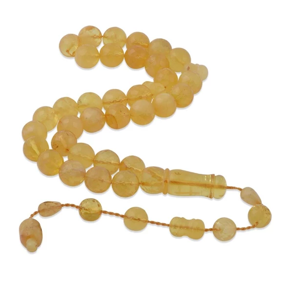Damla Kehribar Küre Kesim 30.7 gr 11 mm Sistemli Milky Tesbih ürün görseli 1
