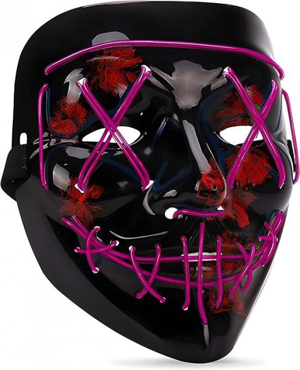 Halloween Maske Neon Fuşya Işıklı ürün görseli 1