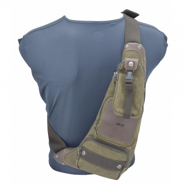 Ccs Kanvas Kumaş Sırt Çantası Body Bag Kahve ürün görseli 1