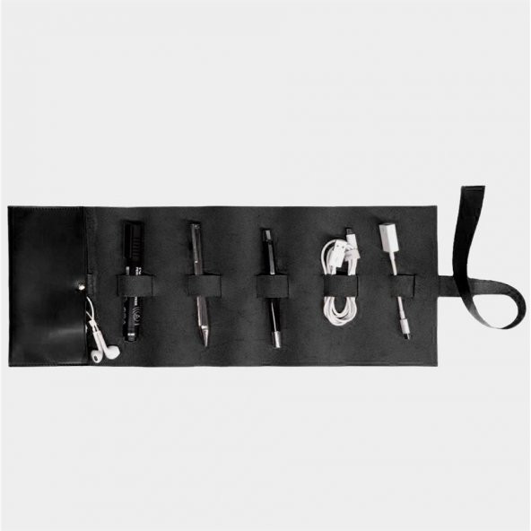Hakiki Deri  Organizer Large Rulo Siyah - Resim 7