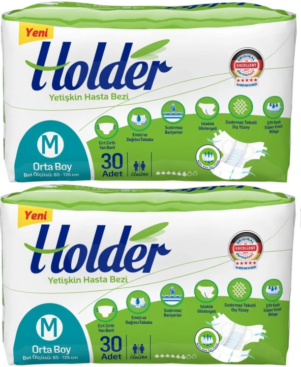 Holder Tekstil Yüzey Orta Boy (M) 30'lu 2 Paket Hasta Bezi ürün görseli 1