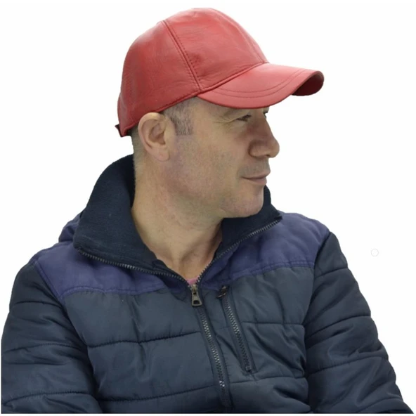 Ayarlanabilir Deri Şapka Kırmızı ürün görseli 1