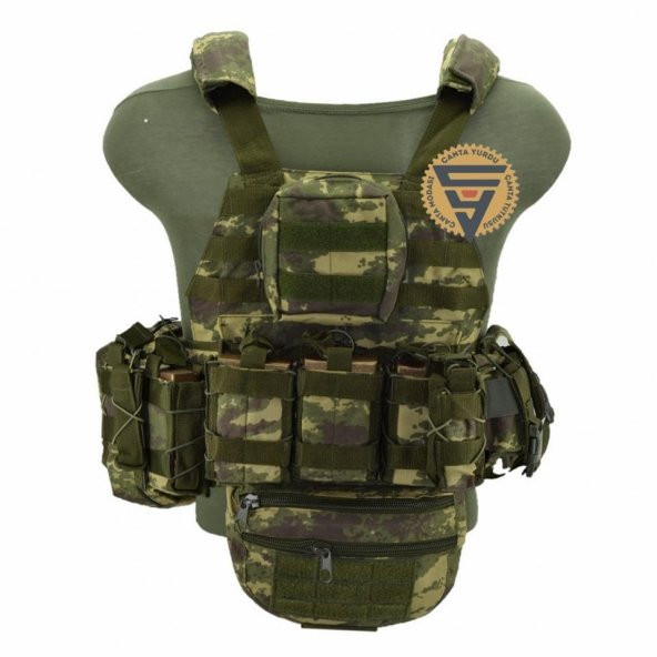 Multifonksiyonel Cordura Askeri Taktik Yelek Haki Kamuflaj ürün görseli 1