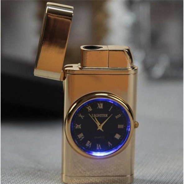 Quartz Saatli Torch Jet Çakmak Altın ürün görseli 1